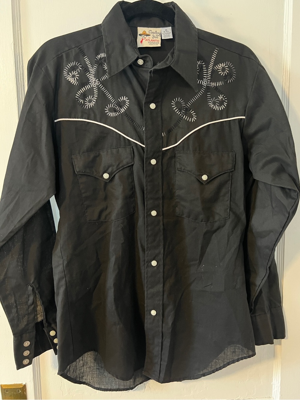RARE VINTAGE 1970 Collectavle Cowboy Joe Embroidered Snap Western Shirt Size M